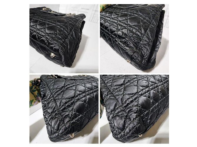 CHRISTIAN DIOR Borsa Tote Charming Lock in Satin Cannage Trapuntato Nero - vista 7