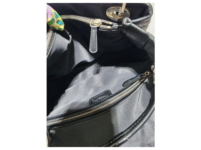 CHRISTIAN DIOR Borsa Tote Charming Lock in Satin Cannage Trapuntato Nero - vista 8
