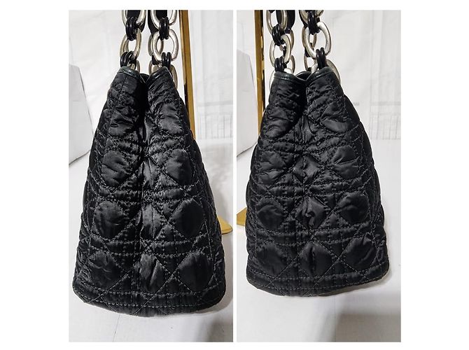 CHRISTIAN DIOR Borsa Tote Charming Lock in Satin Cannage Trapuntato Nero - vista 9