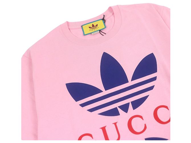 Camiseta de algodón con estampado del logo Trefoil Gucci×adidas Rosa - vista 2