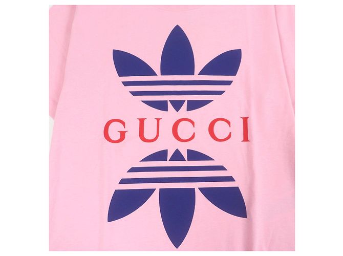 Camiseta de algodón con estampado del logo Trefoil Gucci×adidas Rosa - vista 4