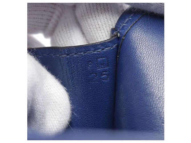 Borsa clutch Jige Duo in pelle box di Hermès Blu Blu navy - vista 10