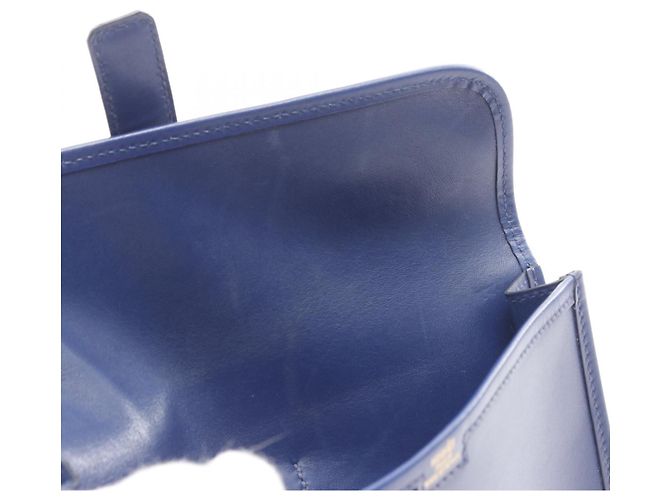 Borsa clutch Jige Duo in pelle box di Hermès Blu Blu navy - vista 12