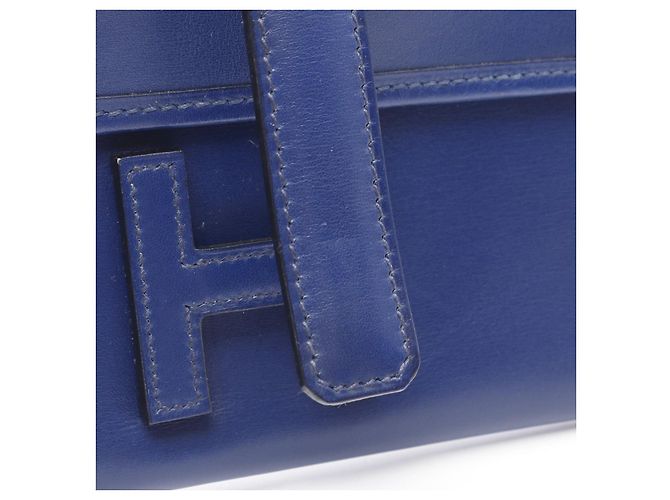 Borsa clutch Jige Duo in pelle box di Hermès Blu Blu navy - vista 14