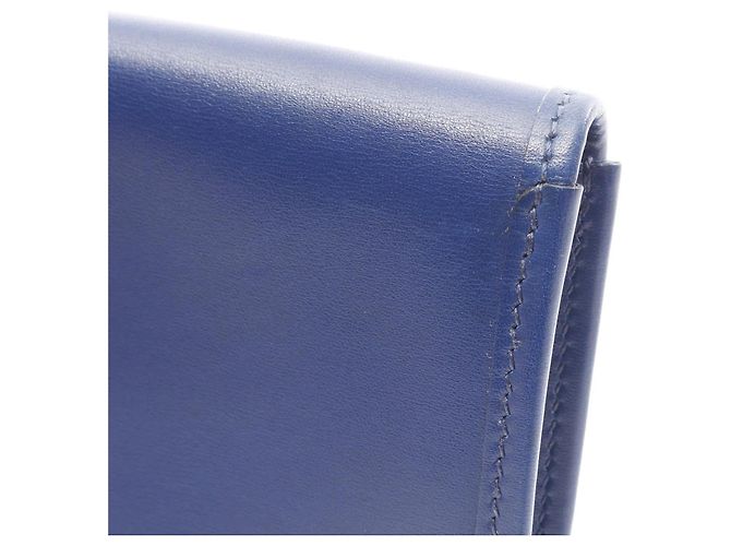 Borsa clutch Jige Duo in pelle box di Hermès Blu Blu navy - vista 15