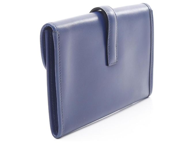 Borsa clutch Jige Duo in pelle box di Hermès Blu Blu navy - vista 3