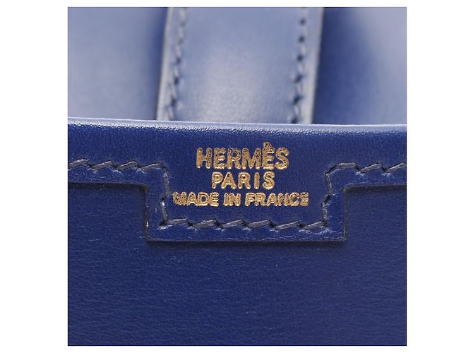 Borsa clutch Jige Duo in pelle box di Hermès Blu Blu navy - vista 7