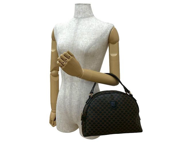 Céline Borsa Boston Celine Macadam Triomphe in pelle Marrone Nero - vista 3