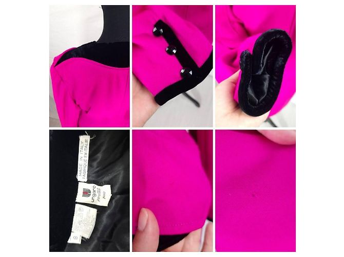 Emanuel Ungaro Ungaro Parallele Paris tailleur rosa in velluto vintage 1980s - vista 12