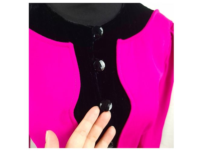 Emanuel Ungaro Ungaro Parallele Paris tailleur rosa in velluto vintage 1980s - vista 9