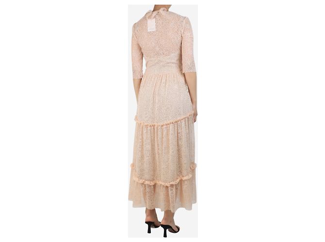 Philosophy Di Alberta Ferretti Maxikleid aus hellrosa Spitzenlagen - Größe UK 8 Pink - Ansicht 2