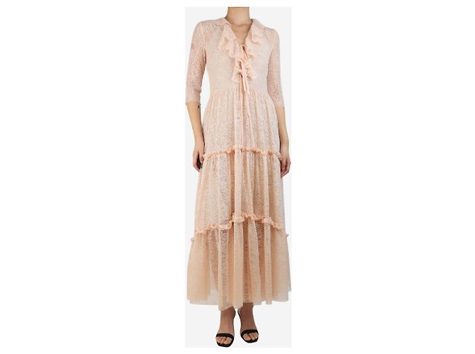 Philosophy Di Alberta Ferretti Maxikleid aus hellrosa Spitzenlagen - Größe UK 8 Pink - Ansicht 3