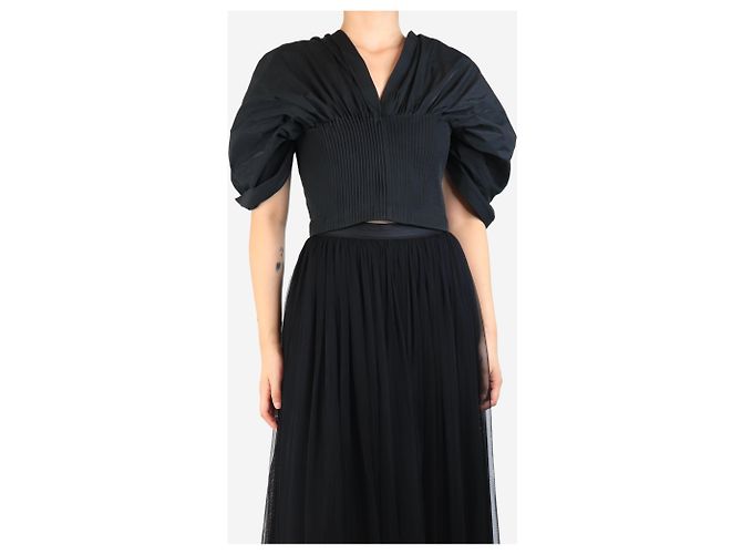 Jonathan Simkhai Black puffed sleeve crop top - size UK 8 - view 3