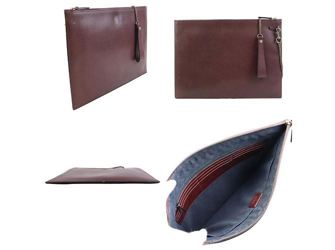 Clutch in pelle bordeaux Gucci Bordò - vista 2