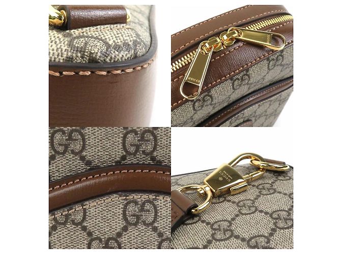 Borsa a tracolla Gucci GG Supreme in tela Marrone - vista 3