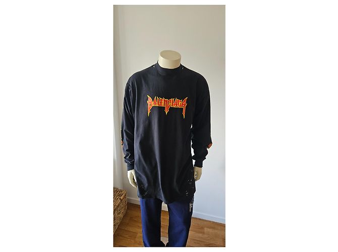 T-shirt Balenciaga Nera Rock and Roll - vista 4