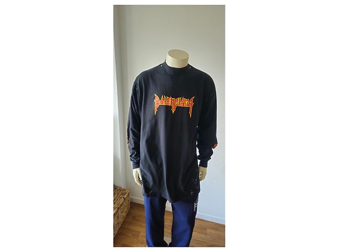 T-shirt Balenciaga Nera Rock and Roll - vista 6