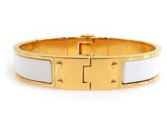 Bracelet/Bangle Charnière PM Hermès Blanc Doré - vue 3