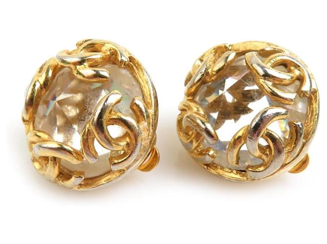 Orecchini in metallo con strass Chanel Coco Mark Argento D'oro - vista 2