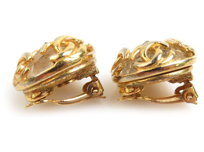 Orecchini in metallo con strass Chanel Coco Mark Argento D'oro - vista 3