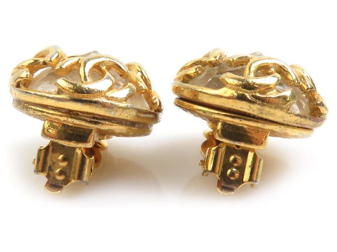 Orecchini in metallo con strass Chanel Coco Mark Argento D'oro - vista 4