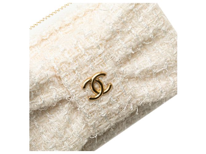 Mini billetera de cadena con cinta Coco Mark de Chanel Blanco - vista 4