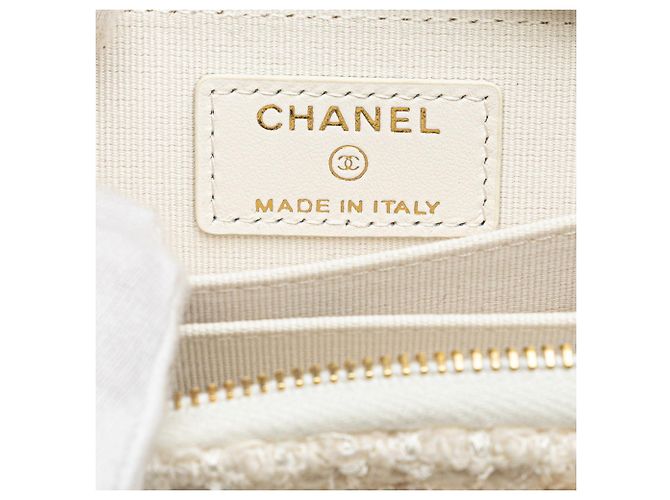 Mini billetera de cadena con cinta Coco Mark de Chanel Blanco - vista 7