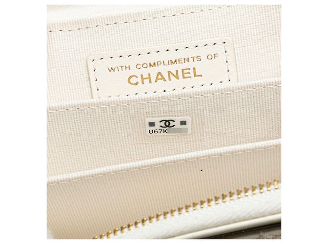 Mini billetera de cadena con cinta Coco Mark de Chanel Blanco - vista 8