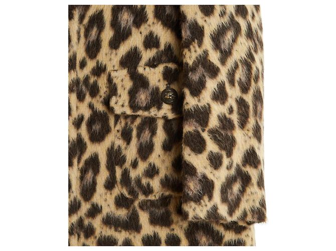 Etro 2021 Leopardjacke FR38 Kunstfell Wolllanger Mantel UK10 US8 Leopardenprint - Ansicht 3