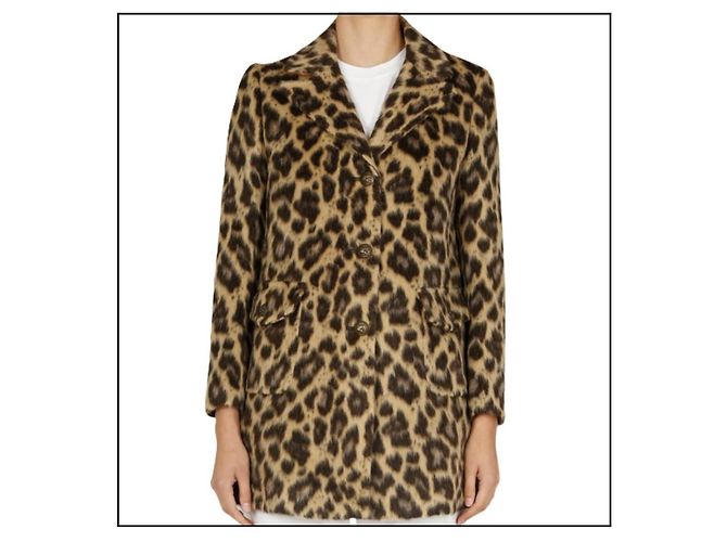 Etro 2021 Leopardjacke FR38 Kunstfell Wolllanger Mantel UK10 US8 Leopardenprint - Ansicht 6