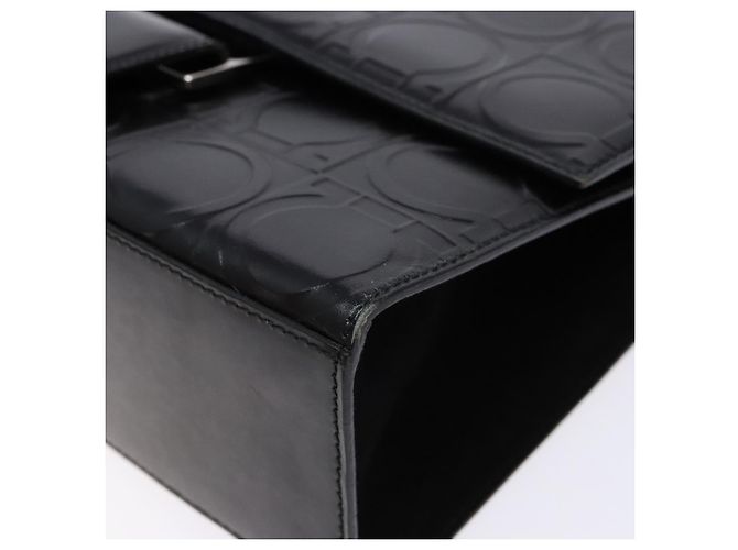 Borsa a Spalla Gancini in Pelle Nera e Argento di Salvatore Ferragamo Auth BA5258 Nero - vista 11