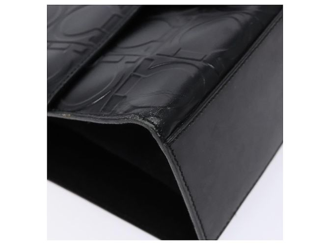 Borsa a Spalla Gancini in Pelle Nera e Argento di Salvatore Ferragamo Auth BA5258 Nero - vista 12