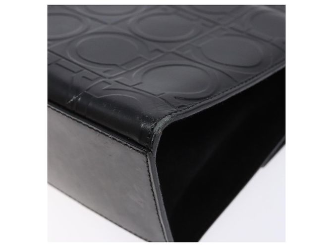 Borsa a Spalla Gancini in Pelle Nera e Argento di Salvatore Ferragamo Auth BA5258 Nero - vista 13