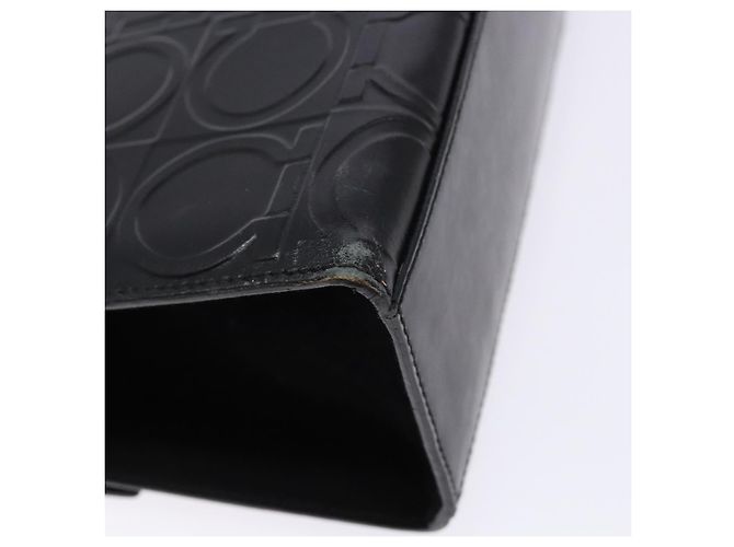 Borsa a Spalla Gancini in Pelle Nera e Argento di Salvatore Ferragamo Auth BA5258 Nero - vista 14