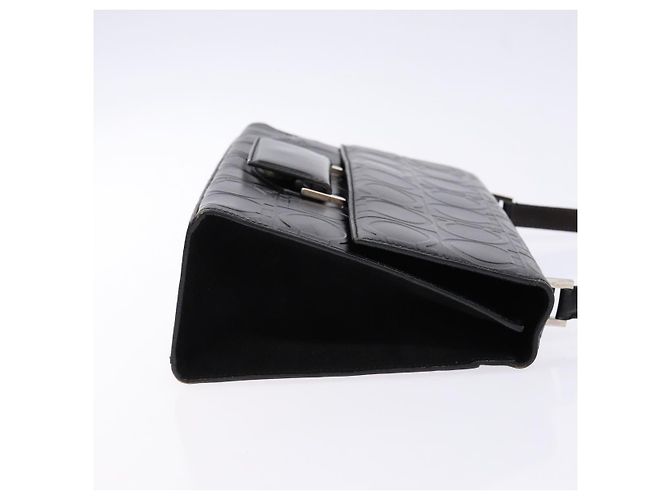Borsa a Spalla Gancini in Pelle Nera e Argento di Salvatore Ferragamo Auth BA5258 Nero - vista 4