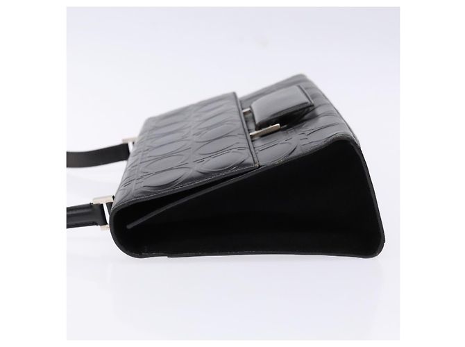 Borsa a Spalla Gancini in Pelle Nera e Argento di Salvatore Ferragamo Auth BA5258 Nero - vista 5