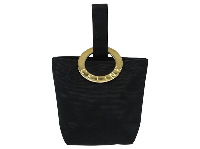 Céline Celine Tasche Nylon Schwarz Gold Auth 140367 Golden - Ansicht 2