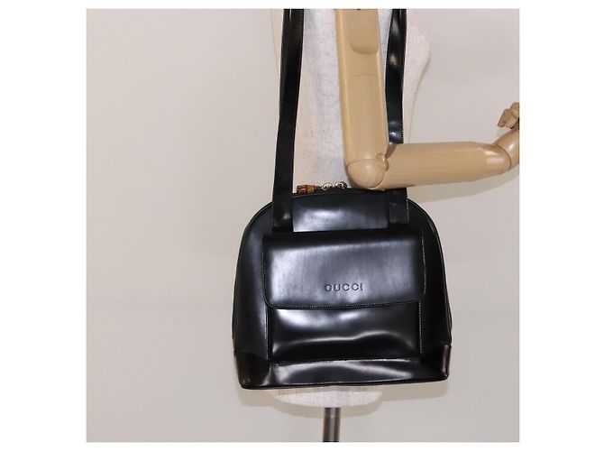 GUCCI Schultertasche aus Leder Schwarz Gold 001 3444 1650 Auth 135195 Golden - Ansicht 23