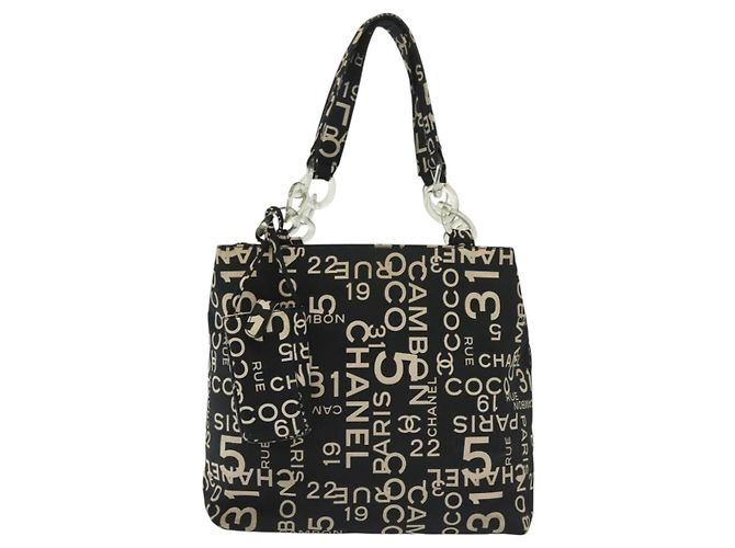 CHANEL Borsa a Spalla Bysy Line in Tela Nera Argento CC Auth 140489 Nero - vista 2