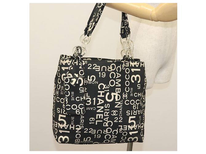 CHANEL Borsa a Spalla Bysy Line in Tela Nera Argento CC Auth 140489 Nero - vista 24