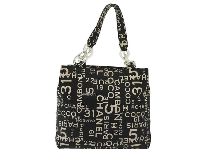 CHANEL Borsa a Spalla Bysy Line in Tela Nera Argento CC Auth 140489 Nero - vista 3