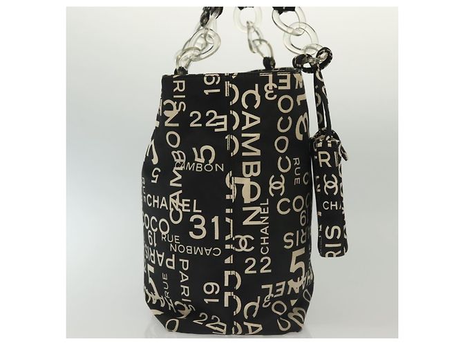 CHANEL Borsa a Spalla Bysy Line in Tela Nera Argento CC Auth 140489 Nero - vista 5