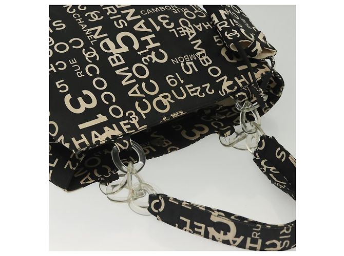 CHANEL Borsa a Spalla Bysy Line in Tela Nera Argento CC Auth 140489 Nero - vista 6