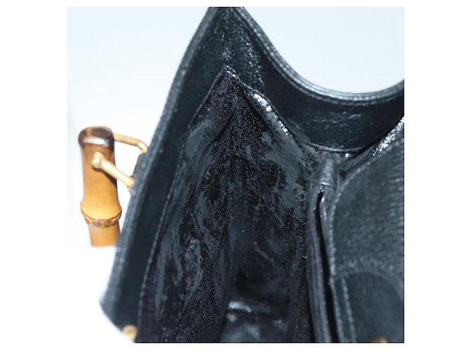 Bamboo Borsa a Mano in Bambù GUCCI Camoscio Nero Oro 002 1186 0260 Auth ep10379 D'oro - vista 19