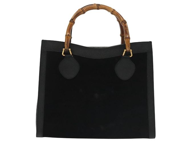 Bamboo Borsa a Mano in Bambù GUCCI Camoscio Nero Oro 002 1186 0260 Auth ep10379 D'oro - vista 2