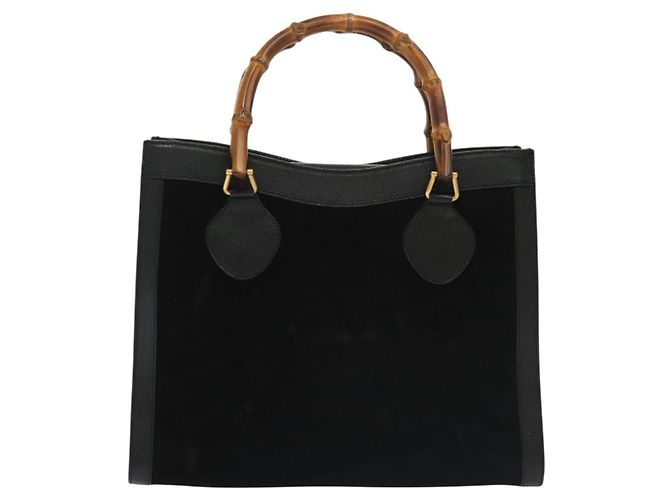 Bamboo Borsa a Mano in Bambù GUCCI Camoscio Nero Oro 002 1186 0260 Auth ep10379 D'oro - vista 3