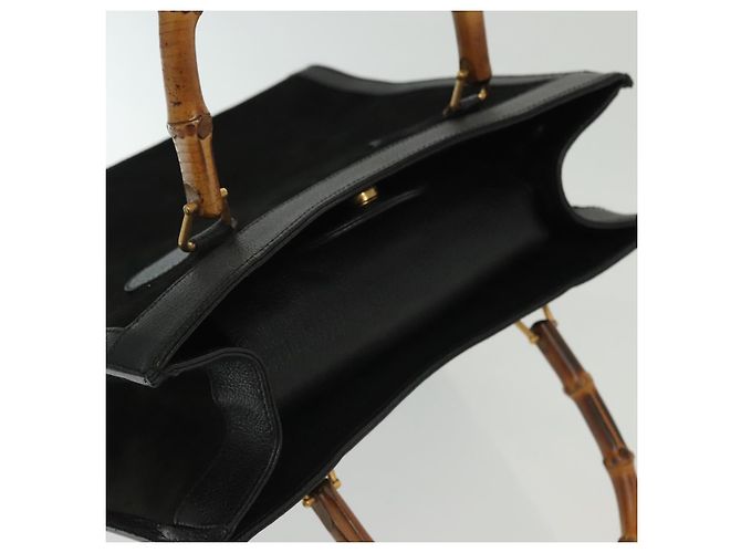 Bamboo Borsa a Mano in Bambù GUCCI Camoscio Nero Oro 002 1186 0260 Auth ep10379 D'oro - vista 6