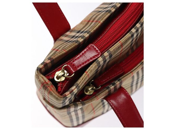 Borsa Tote Nova Check Burberry Canvas Beige Oro Auth 140196 D'oro - vista 16