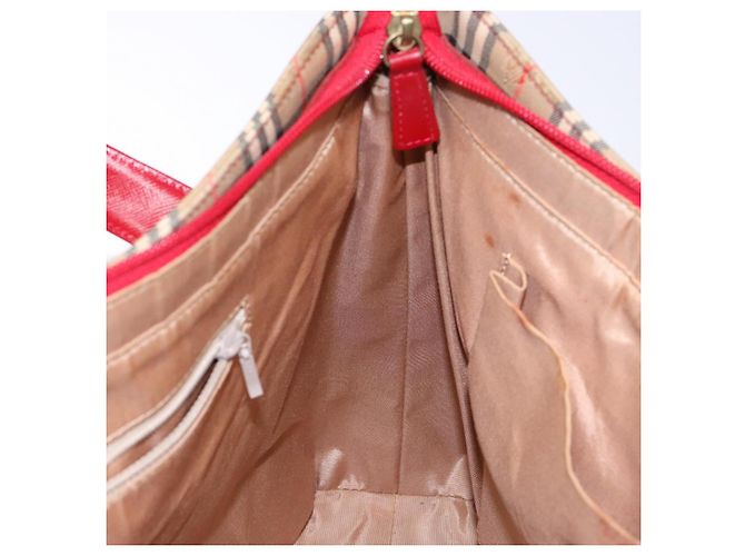 Borsa Tote Nova Check Burberry Canvas Beige Oro Auth 140196 D'oro - vista 18