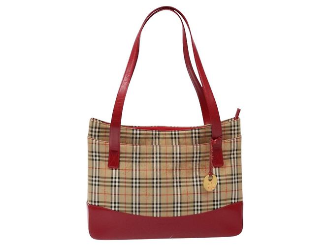 Borsa Tote Nova Check Burberry Canvas Beige Oro Auth 140196 D'oro - vista 2